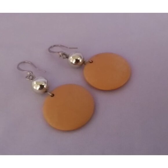 Vintage Disc Earrings With Silver Tone Beads Art Deco - Picture 2 of 4